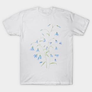 blue harebell flowers watercolor 2021 T-Shirt